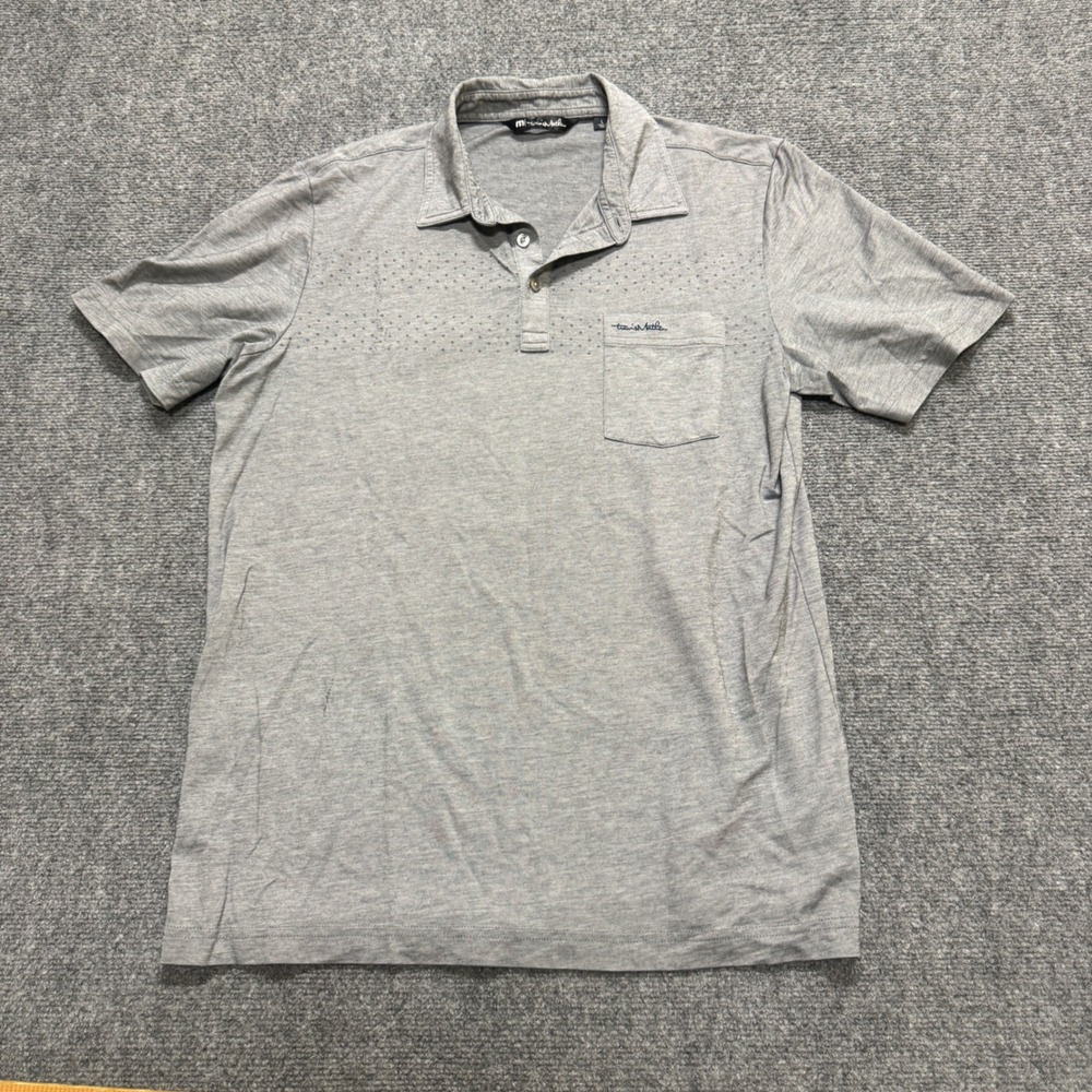Travis Mathew's Polo Shirt Mens L Gray Summer Comfort Striped Golf Button Up